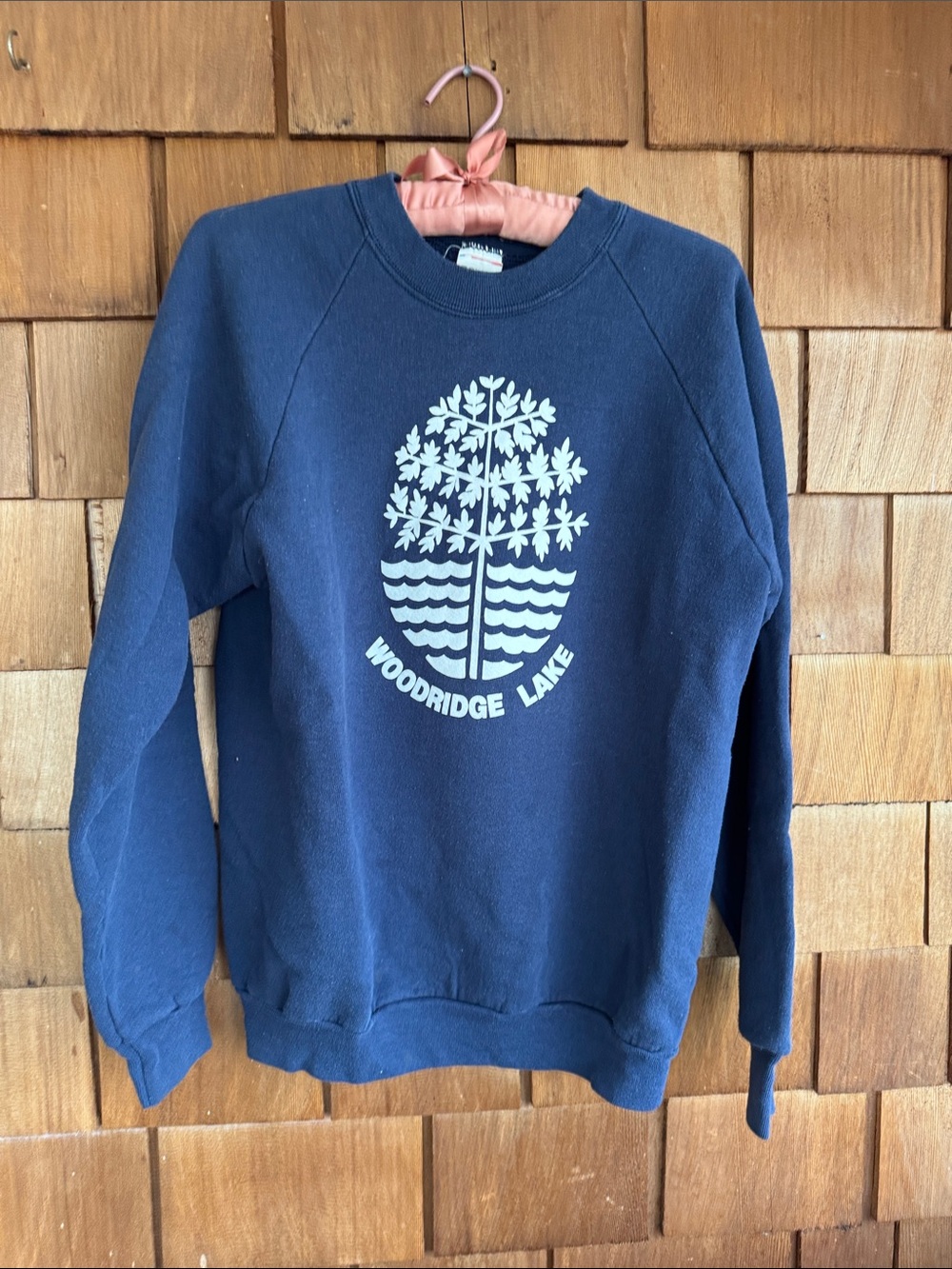 Fruit of the Loom Navy Crewneck Sweatshirt with White Lake Graphic
